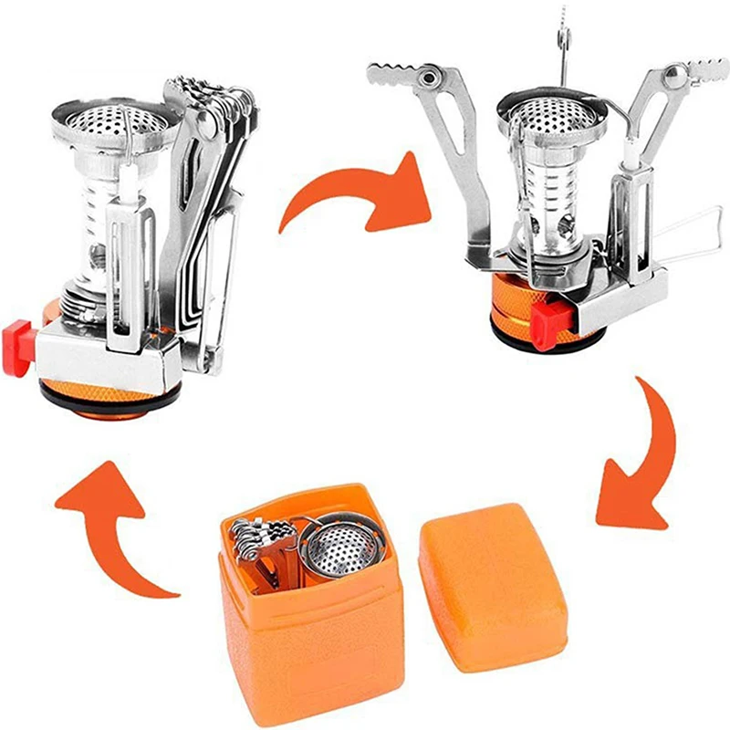Gas Cooker Portable Outdoor Camping Aluminum Alloy Ultra Light Picnic Cooking Camp Stove Survival Furnace with Box