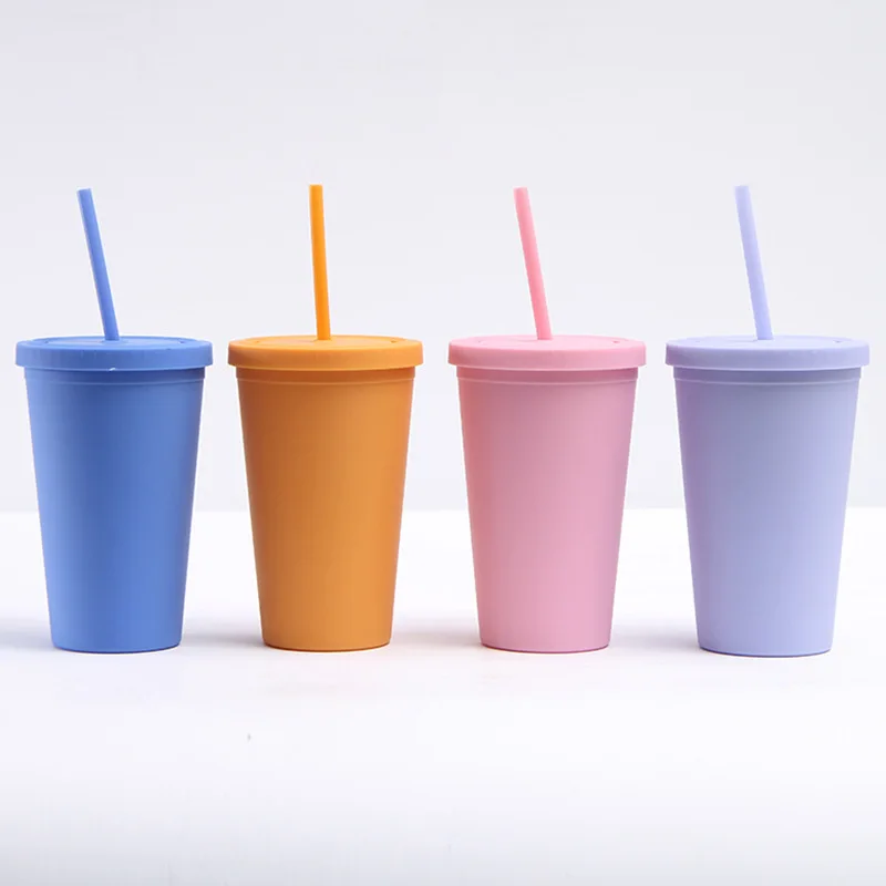 Plastic Cup Lid Straw Tumbler  Iced Coffee Cups Lids Straws - Water Cup  Straw Bottle - Aliexpress