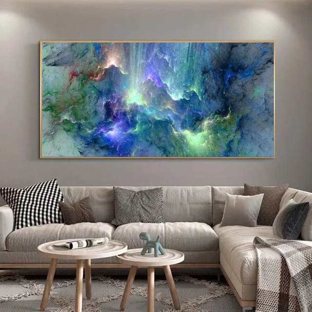 cuadros para salon lienzos cuadros decorativos abstracto pintura al óleo  abstracta de nubes de colores, cuadro de pared para sala de estar, lienzo