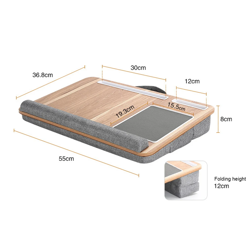 휴대용 무릎 위 노트북 책상, 베개 쿠션 포함, 마우스 패드 및 휴대폰 거치대가 있는 노트북 스탠드, 가정 및 사무실용 무릎 위 책상