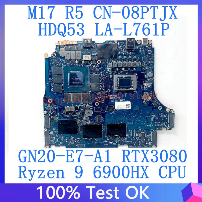 Cn-08Ptjx 08Ptjx 8Ptjx Per Dell M17 R5 Scheda Madre Del Computer Portatile La-L761P Con Cpu Ryzen 9 6900Hx Gn20-E7-A1 Rtx3080 Testato Al 100% Buono