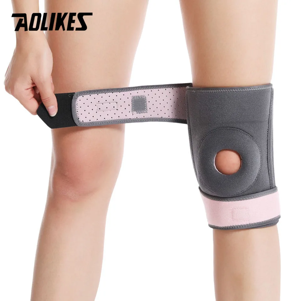 AOLIKES 1PCS Sports Knee Pads Four Springs Support Breathable Knee Brace with Side Stabilizers Patella Protector Gel Pads