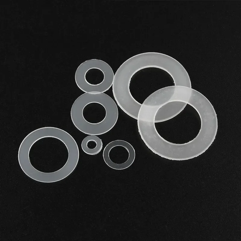 Nylon Washers Plastic Washers M3M4M5M6M8M10M12M14M16M18M20M22 Clear Nylon Plain Plastic Flat Round Gasket PE Transparent Shim Insulating Ring
