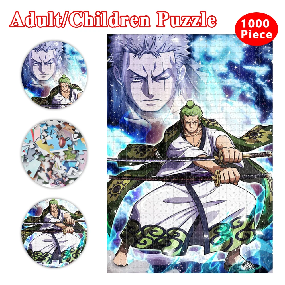 

300/500/1000 Pieces Puzzle One Piece Japanese Anime Character Roronoa Zoro Jigsaw Puzzle for Adults Kids Educational Toys