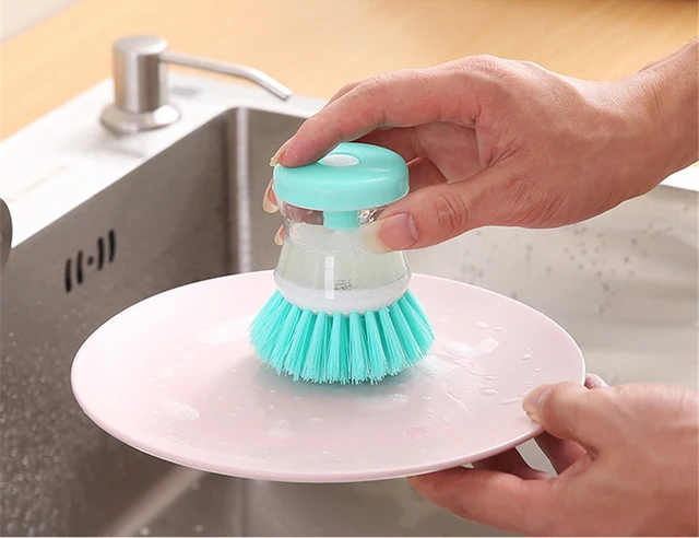 Kitchen Dishwashing Brush Dish Scrub Brush Dish Scrubber Bubble Up Brushes  With Soap Dispenser For Vegetable Utensils Cleaning - Cleaning Brushes -  AliExpress