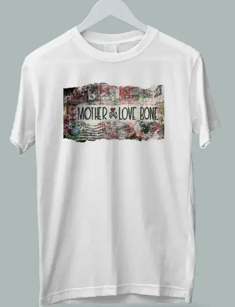 

Белая футболка унисекс с надписью Mother Love Bone American Rock Band On Earth