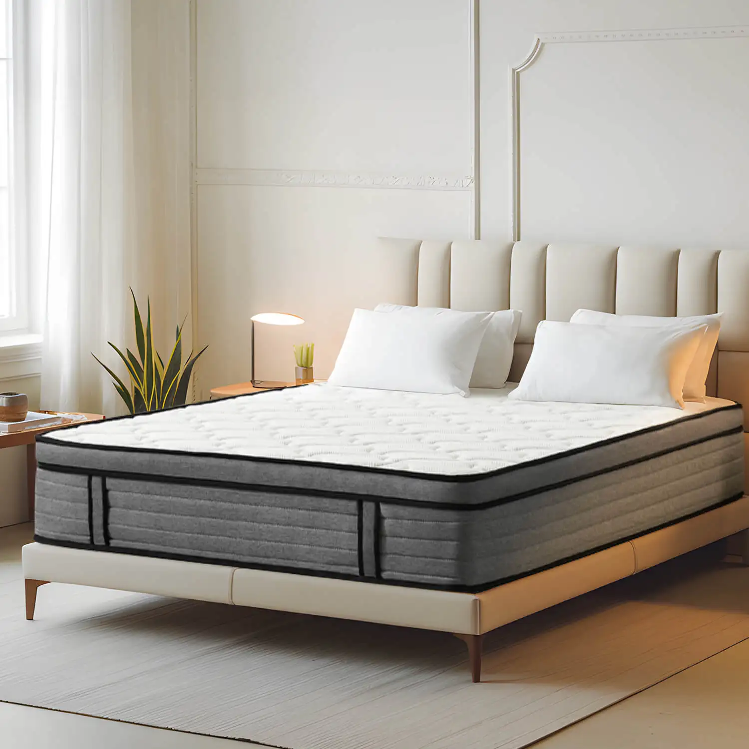Queen Size Hybrid Mattress in a Box, Pocket Springs for a Cool Sleep,Pressure Relief, Medium Firm Feel with Motion Isolation 2