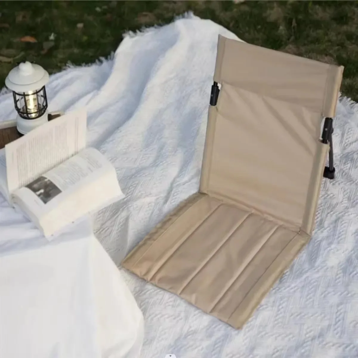 Foldable Camping Chair Outdoor Garden Park Single Lazy Chair Backrest Cushion Picnic Camping Folding Back Beach Chairs