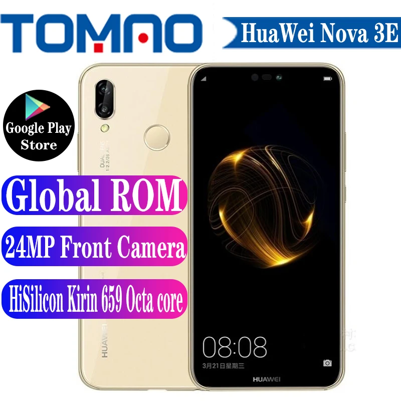 Новый смартфон Huawei P20 Lite Nova 3e HiSilicon Kirin 659 5 84 дюйма 4 Гб ОЗУ 64 ГБ 128 ПЗУ фронтальная