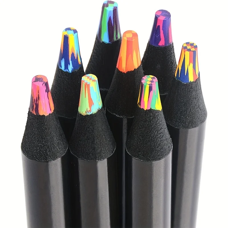 8 Colours Rainbow Pencils, Jumbo Colouring Pencils For Adults,Multi-Coloured Pencils For Art, Drawing, Colouring, Sketching Chri 2