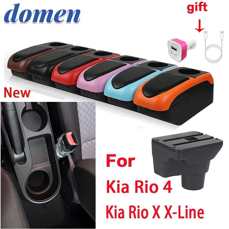 

For Kia Rio 4 Armrest For Kia Rio X X-Line Auto Storage box Car accessories Retrofit parts Interior details 2018 2019 2020 2021