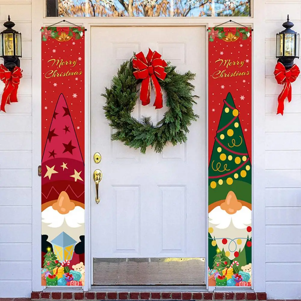 

Подвесная дверь из прочного материала Рождественские Праздничные рождественские дверные баннеры многоразовые карликовые Мультяшные печатные баннеры для дома