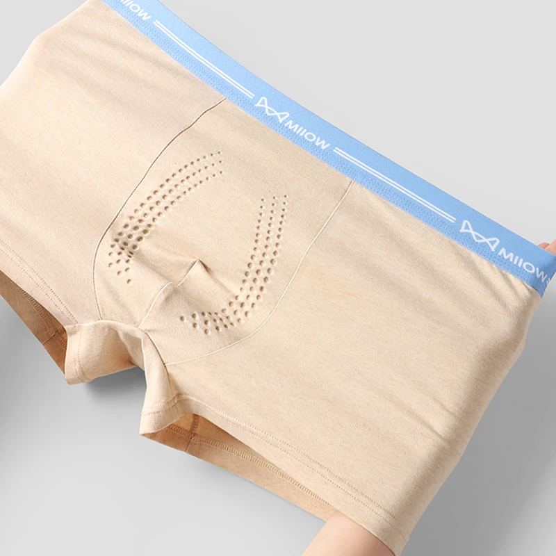 MiiOW 3Pcs Antibacterial Cotton Men Boxer Underwear Mesh Breathable Men's Summer Panties Man Underpants Soft Mens Boxer Briefs