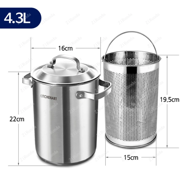 ~L Multi purpose stainless steel soup pot, Lo mein, fish cake basket, pasta cooking pot, gas induction cooker, general
