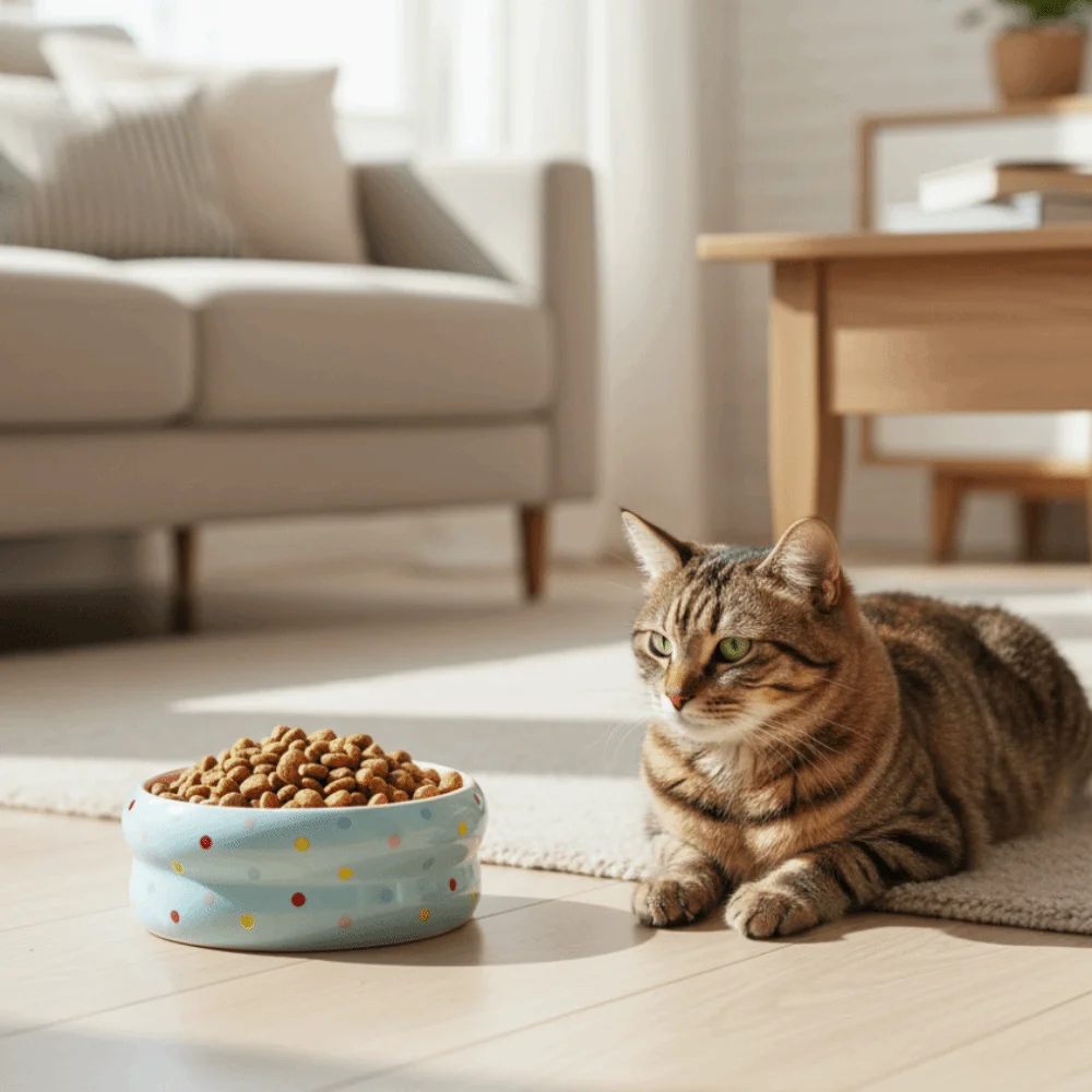 Easy Clean Wide Mouth Ceramic Cat Bowl Cartoon Donut Shape Pet Water Bowl Anti-Tip Heavy Base Dog Food Bowl Pet Households