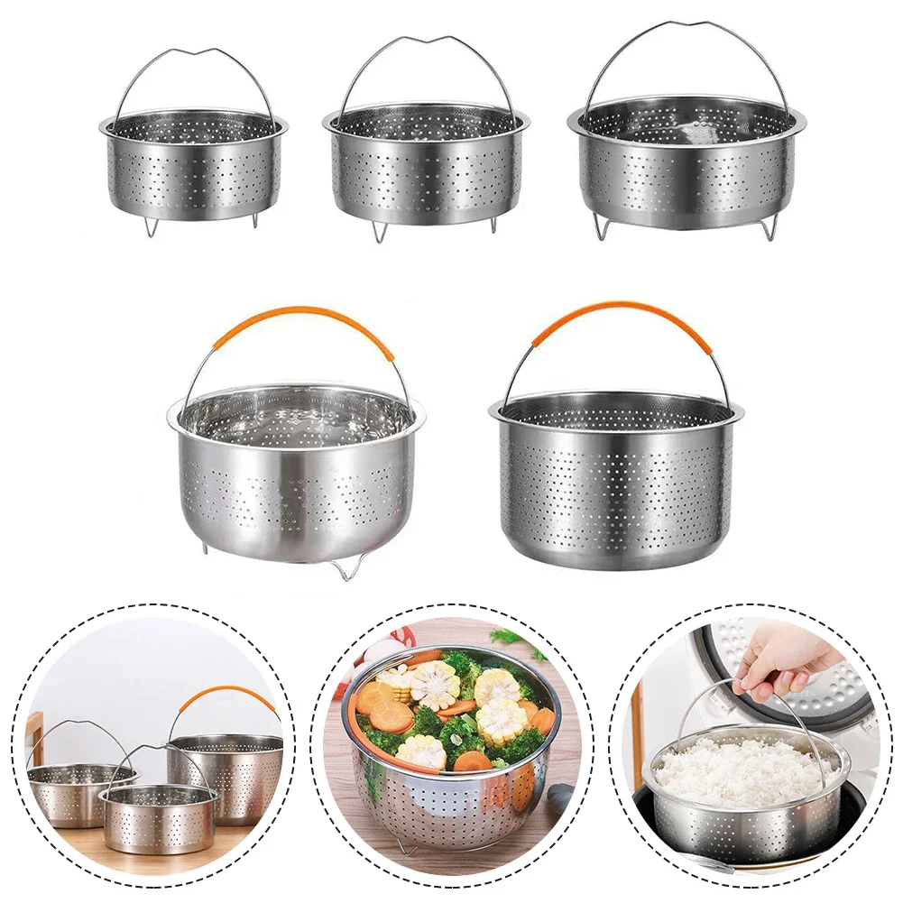 

Stainless Steel Steamer Basket Accessory For Instant Cooker With Silicone Handle Pressure Cooker Rice Steamer Basket