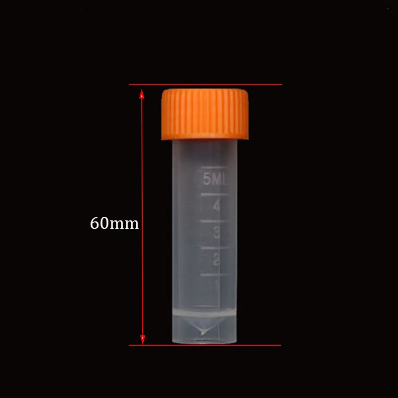 10pcs 5ML Graduated Plastic Graduated Cryogenic Refrigeration Tube Laboratory Transparent Sample Storage Container Tube plastic test tubes cell freezing container