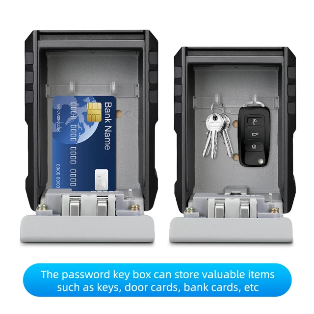 Elecpow Wall Mount Key Lock Box 4 Digit Password Code Security Lock No Key for Home Office Key Safe Secret Storage Box Organizer 3