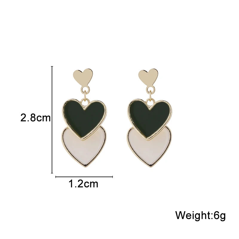 Herz-Ohrringe für Damen, bunte Emaille-Kristall-Liebesherz-Ohrringe, süße koreanische Mode, weibliche Hängeohrringe, Aretes De Mujer – Detail 39