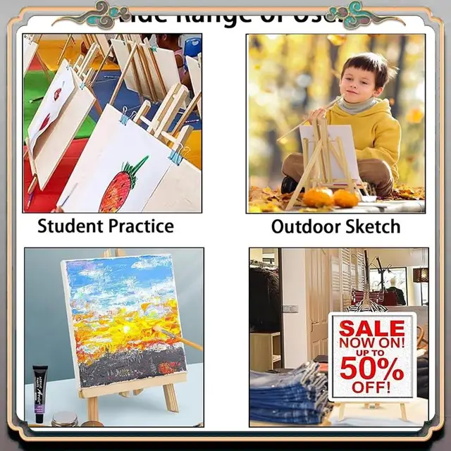 6Pcs 16 Inch Wood Easels,Easel Stand For Painting Canvases,Tabletop Display Easel,Painting Easel, Kids Student Easels Durable 4