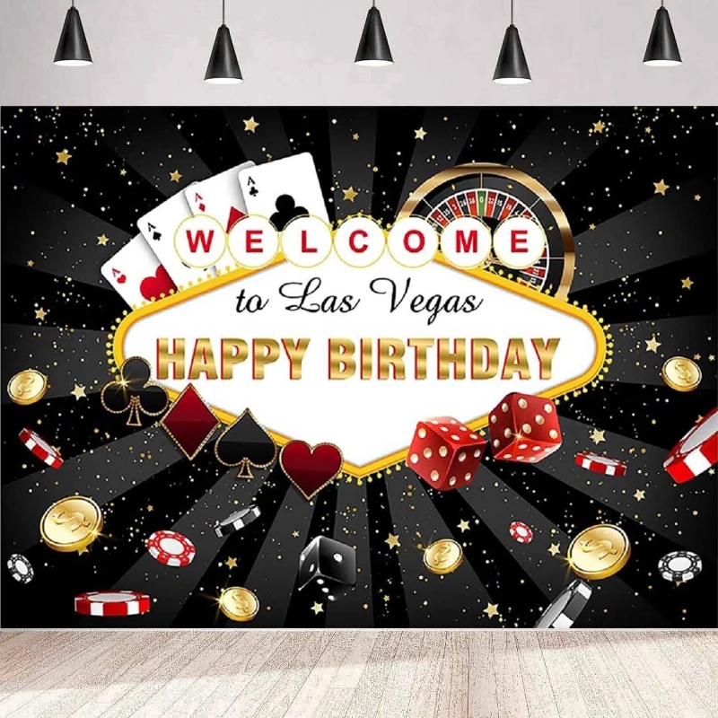 

Фон для фотосъемки в Лас Вегасе, казино, ночной покер, фон с золотыми блестками, казино, фон для дня рождения, настенный баннер, плакат