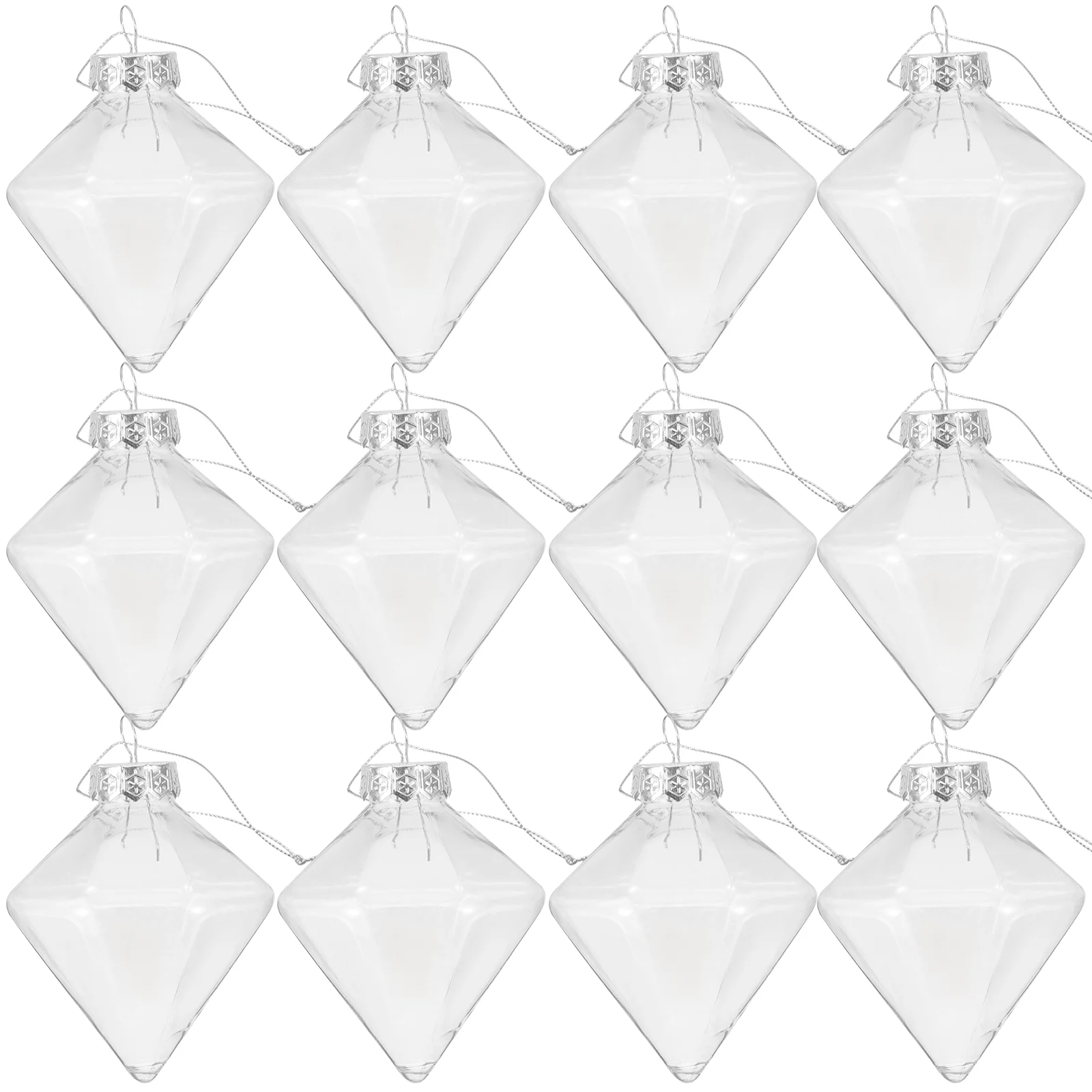 

12 Pcs Stuffed Ball Diamond Transparent Decor Clear Hanging Ornaments Balls Plastic Christmas
