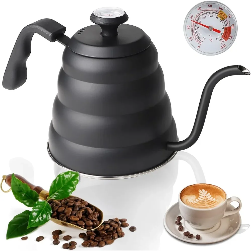 Stainless Steel Kettle Induction Gooseneck Kettle Coffee Pot Thermometer Coffee Teapot Milk Pitcher Hand Brewed Home Use coffee pot,coffee kettle