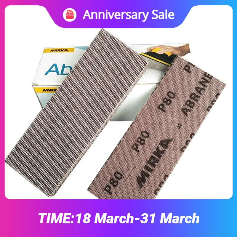 

70x198mm Finland Mirka Mesh Sandpaper Sheets Flocked Self-adhesive Abrasive Paper Paint Polishing Tools Automotive Sanding Block