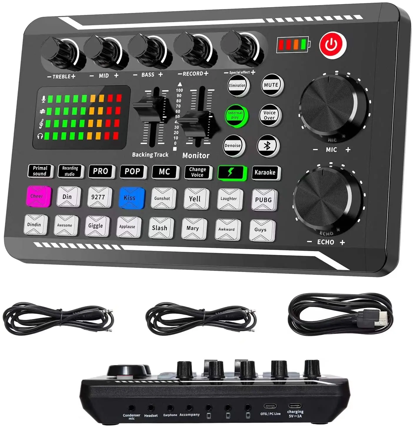 Live Geluidskaart En Audio-Interface Met Dj Mixer Effecten En Stemwisselaar, Bluetooth Stereo Audio Mixer, Voor Youtube Streaming