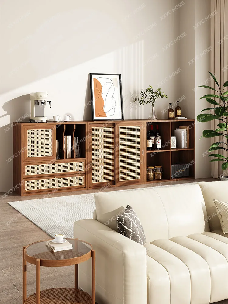 

Solid Wood Free Combination Cabinet Living Room Storage Bookcase Locker Multi-Functional Integrated Floor Storage Cabinet