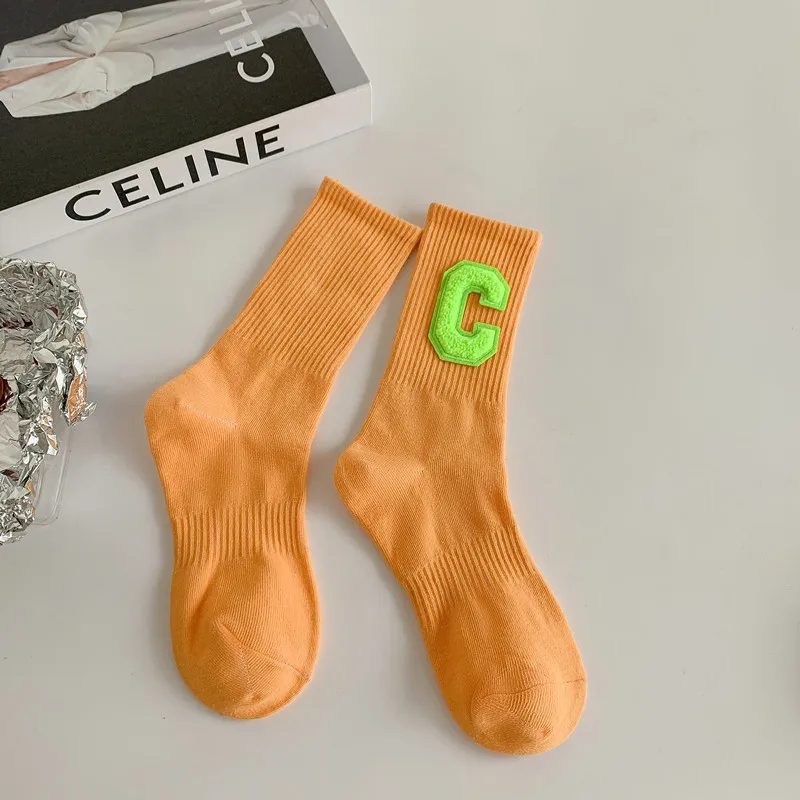 Autumn Winter Colorful Streetwear Crew Socks - Unisex Cotton Breathable Fashion