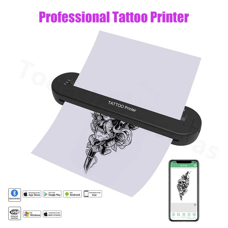 Fashionable Tattoo Thermal Printer Transfer Machine Professional Stencil Device BT Inkless Wireless Copier Printer Mini New 2024 9