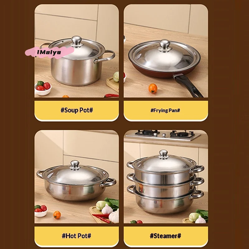 Universal Stainless Steel Pot Lid 10-32cm Smooth Edge Frying Pan Cover Dishwasher Safe For Skillet Wok Pot glass pot lid glass lid