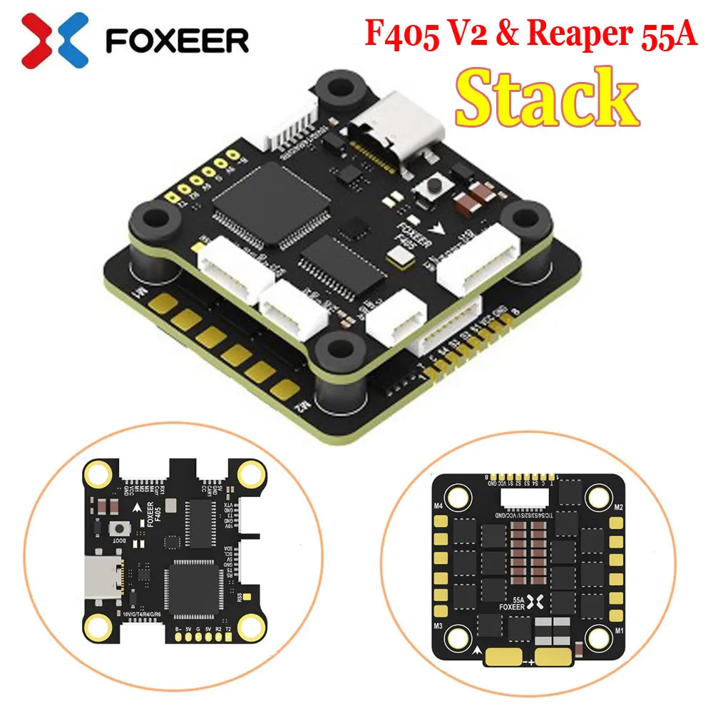 

Foxeer F405 V2 Fc с жнец 55a Esc 8s Stack Icm42688-p видео переключатель сервобарометр 4-8s Lipo для радиоуправляемого Fpv гоночного дрона