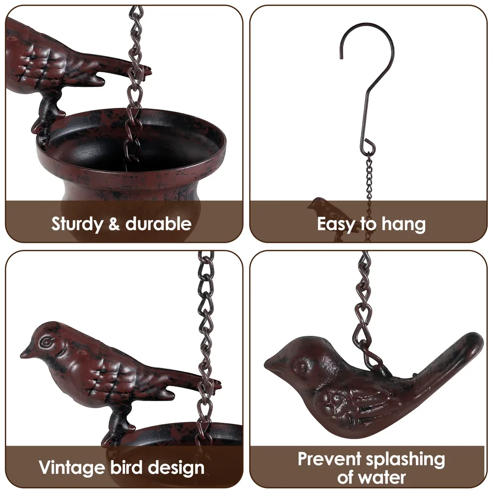 Catena Decorativa Antipioggia Per Grondaie Con Uccelli - Decorazione Giardino Con Tazze E Gancio - Foto 3