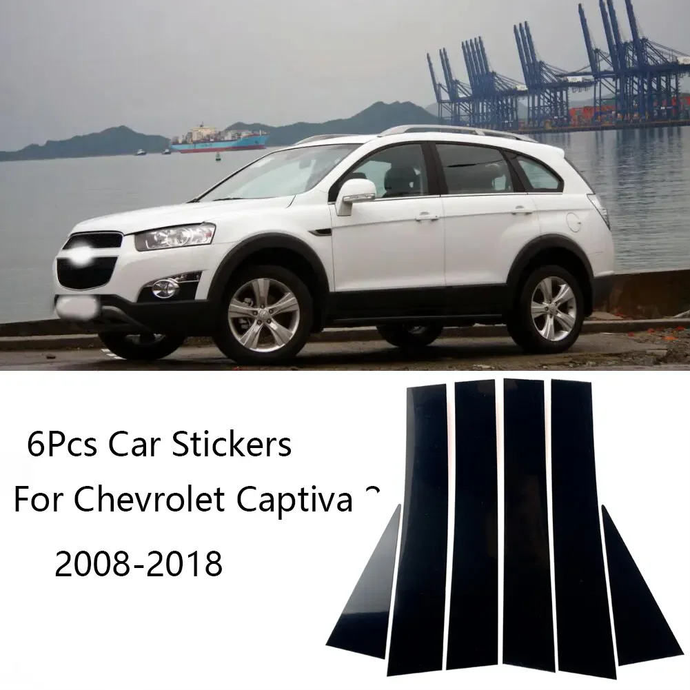 6Pcs Black Mirror Reflection Panel Bc Column Triangolo Posteriore Adesivi Decorativi Per Chevrolet Captiva 2008-2018 Accessori Per Auto