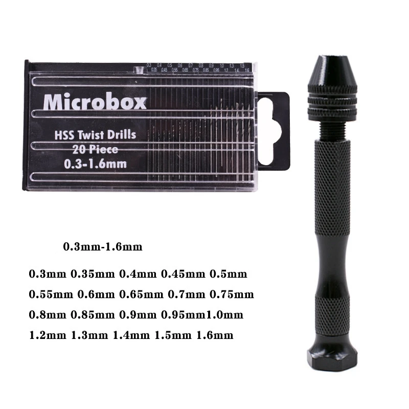 Mini Micro Aluminum Hand Drill With Keyless Chuck + 48 Twist Drills Rotary  Tools