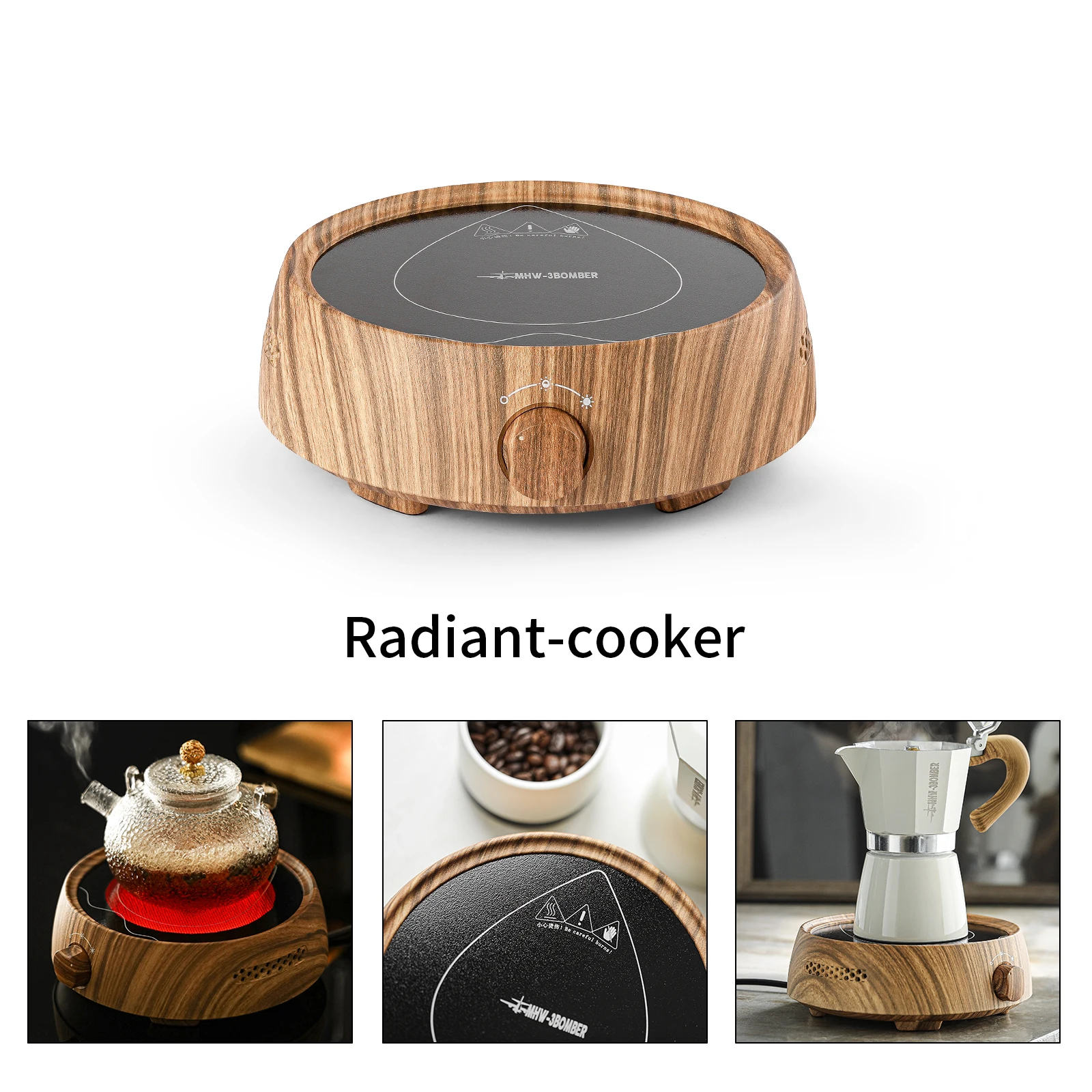 MHW-3BOMBER Electric Tea Coffee Stove 800W Anti-slip Base Adjustable Temperature Crystal Panel Home Kitchen Accessories electric tea stove