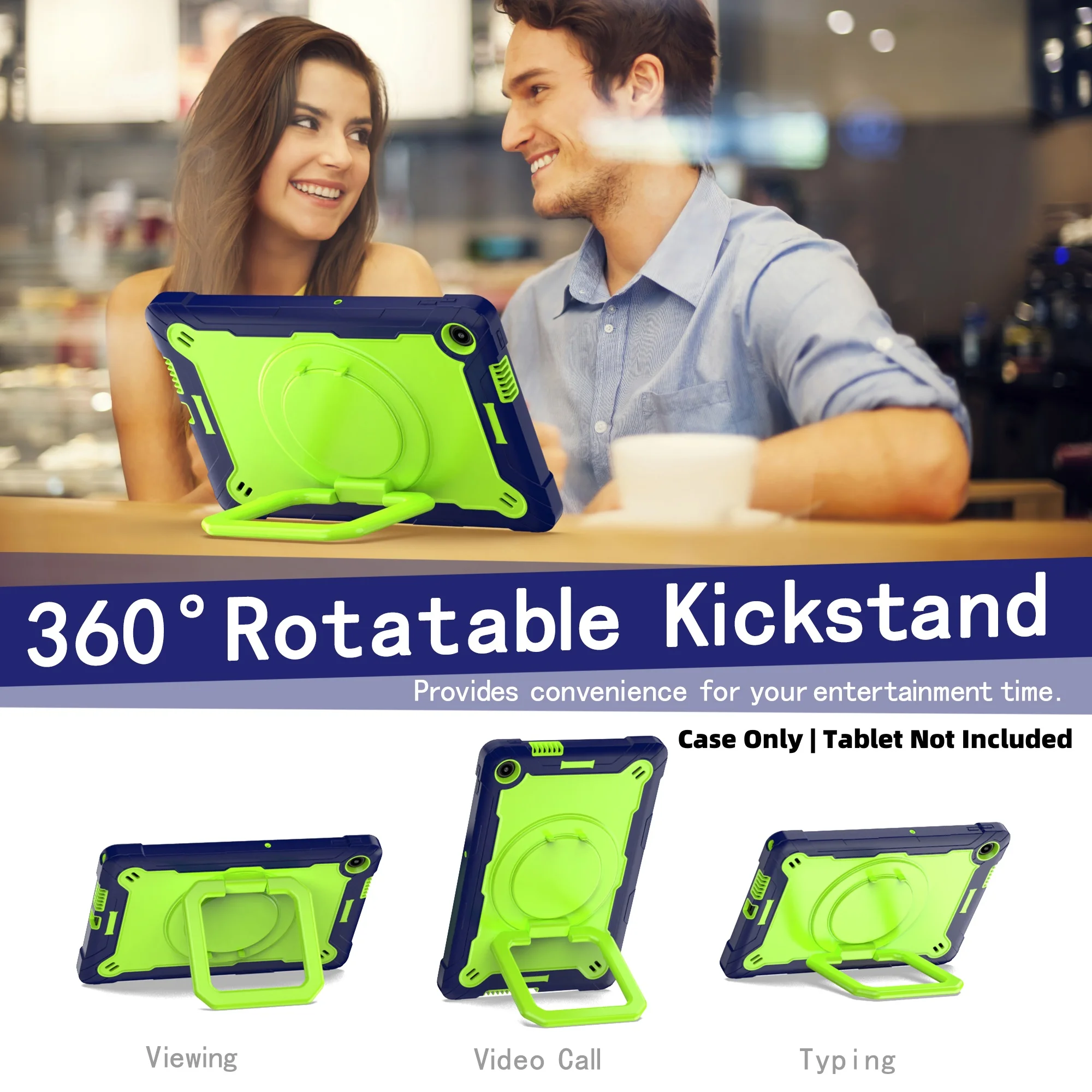 Shockproof Heavy Duty 360° Rotating Tablet Case with Stand and Shoulder Strap