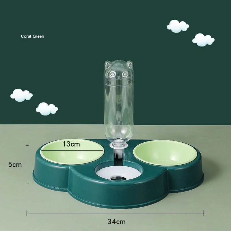 Title 9, Pet Cat Bowl Automatic Feeder 3-in-1 Dog Cat Fo...