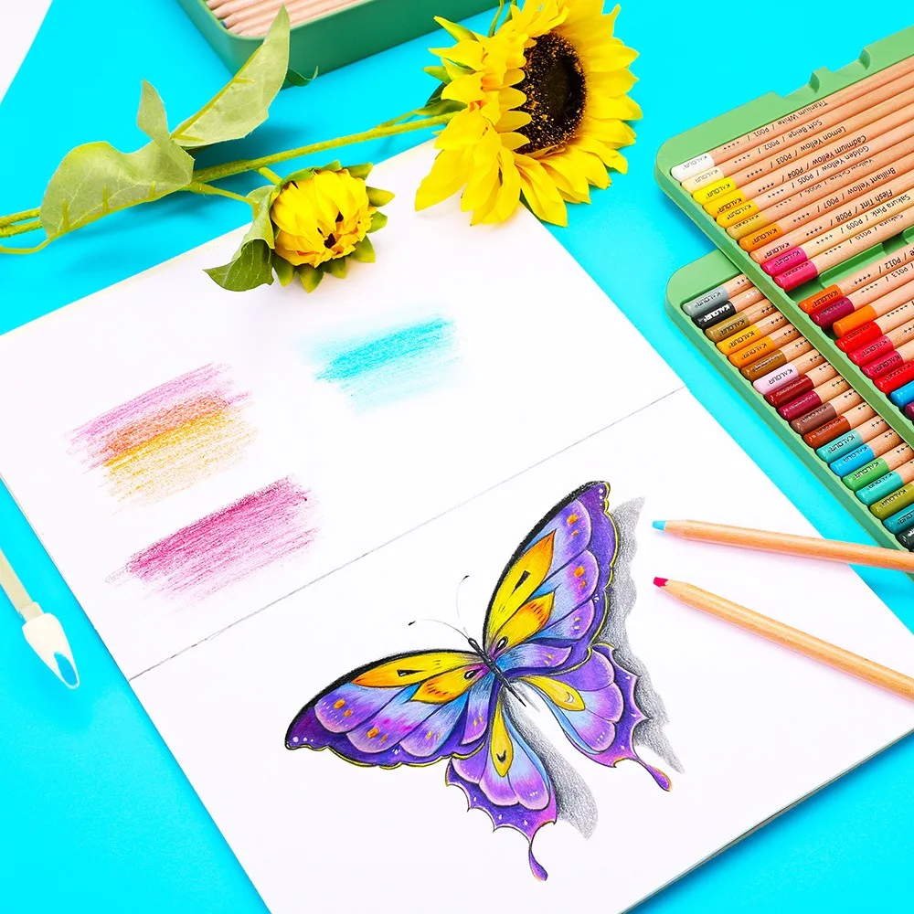 KALOUR 파워 펜슬 세트, 전문가용 소프트 컬러 연필, 부드러운 부드러운 리드, 아티스트용 무독성, 어린이 미술 용품, 72 색