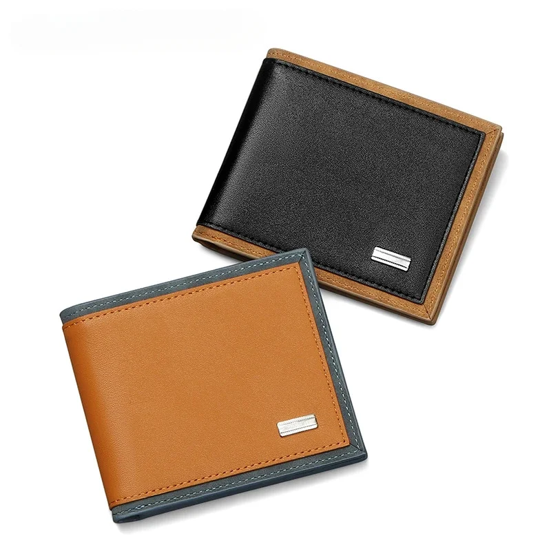 

Повседневный мужской кожаный кошелек с защитой от кражи, горизонтальный креативный тонкий бумажник, многофункциональная сумка на молнии с отделением для карт