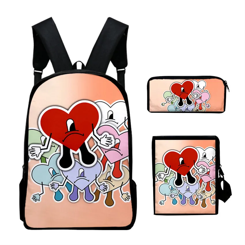 

Fashion children Kids School Bags sets Cute Cartoon Bad Bunny 3pcs Set Student Backpack Boys Girls bag Mochila Rucksack