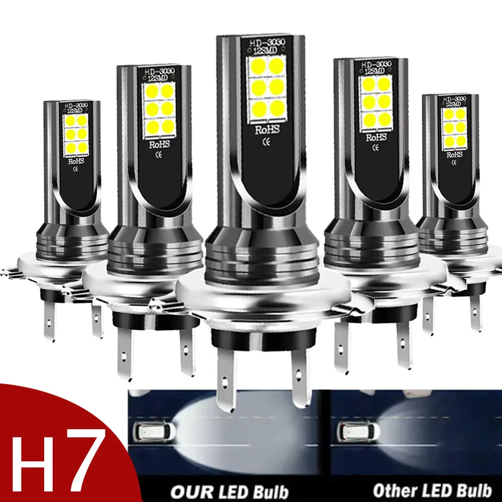 H7 LED Headlight Bulb Kit 1/2/4/8PCs Car Fog Light Bulbs 12V 55W 6000K Headlamp