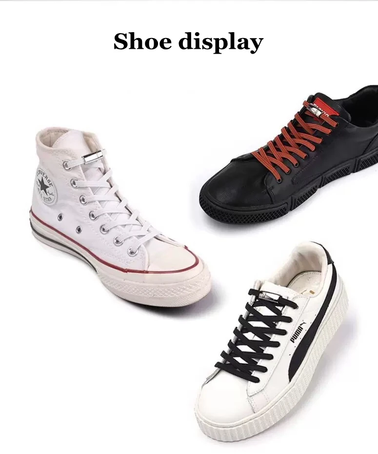 Magnetic Lock Shoelaces without ties Elastic Laces Sneakers No Tie Shoe laces Kids Adult Flat Shoelace One Size fits All Shoes