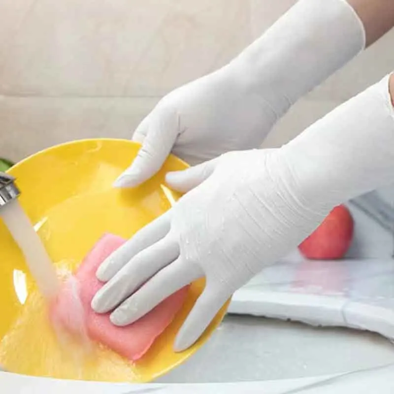 50PCS White Nitrile Gloves Disposable Household Cleaning Nitrile Gloves Suitable for Food Processing Beauty Hairdressing Tools 6