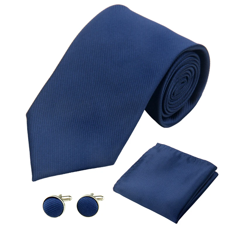 

Fashion Tie Set for Men Women 8CM 3.15'' Wedding Silk Black Red Navy Blue Cufflinks Hanky Necktie Sets