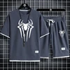 Summer Men's Spider Print T-shirt + Shorts Suit Casual Two-piece Waffle Sportswear 2024 Fashionable and Comfortable Suit M-3XL 5