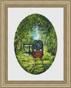 Forest Train 35-46 embroidery kits, cross stitch kits,cotton frabric DIY homefun embroidery needle work