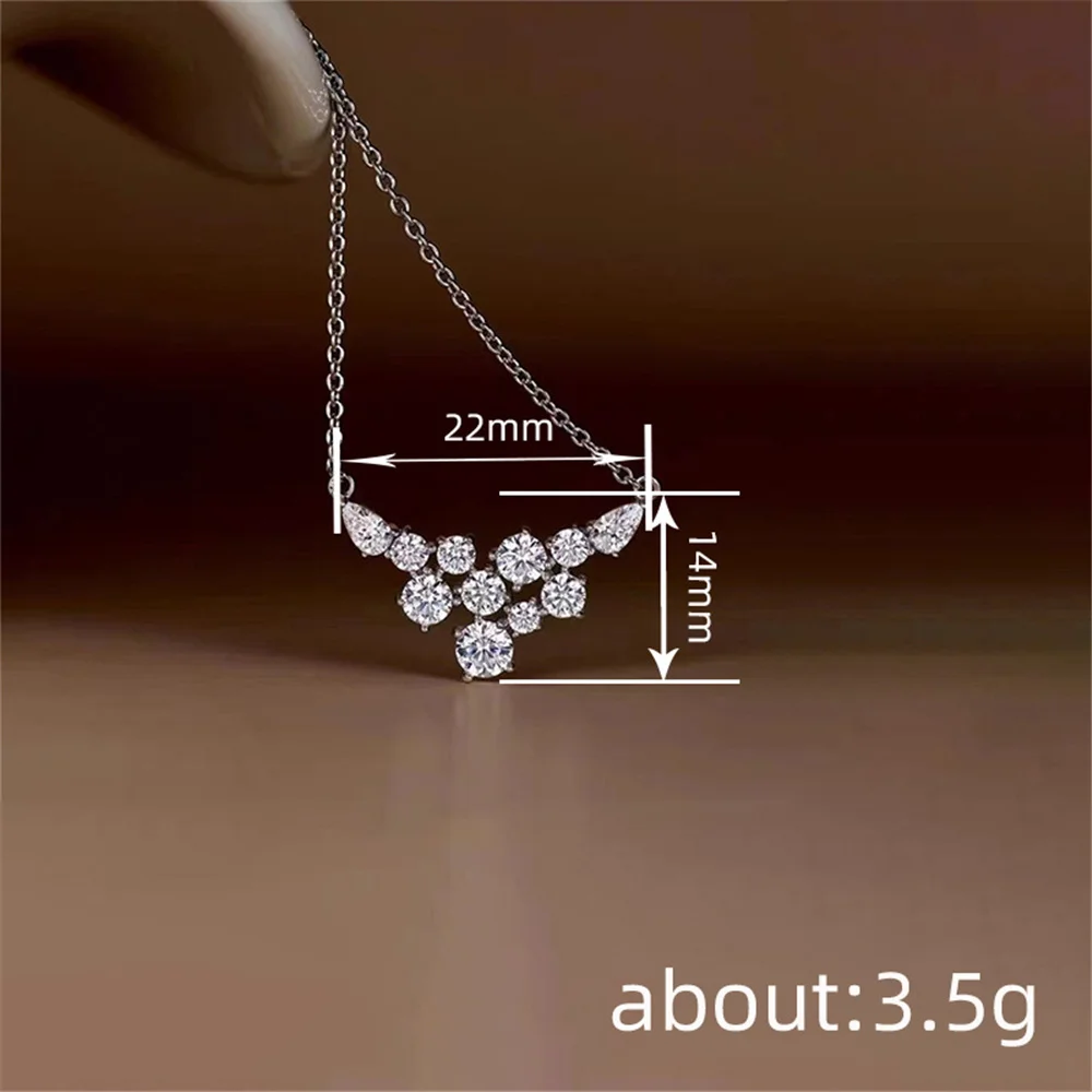 Female Charm Crystal White Blue Moon Stone Heart Pendant Necklace Vintage Silver Color Wedding Jewelry For Women